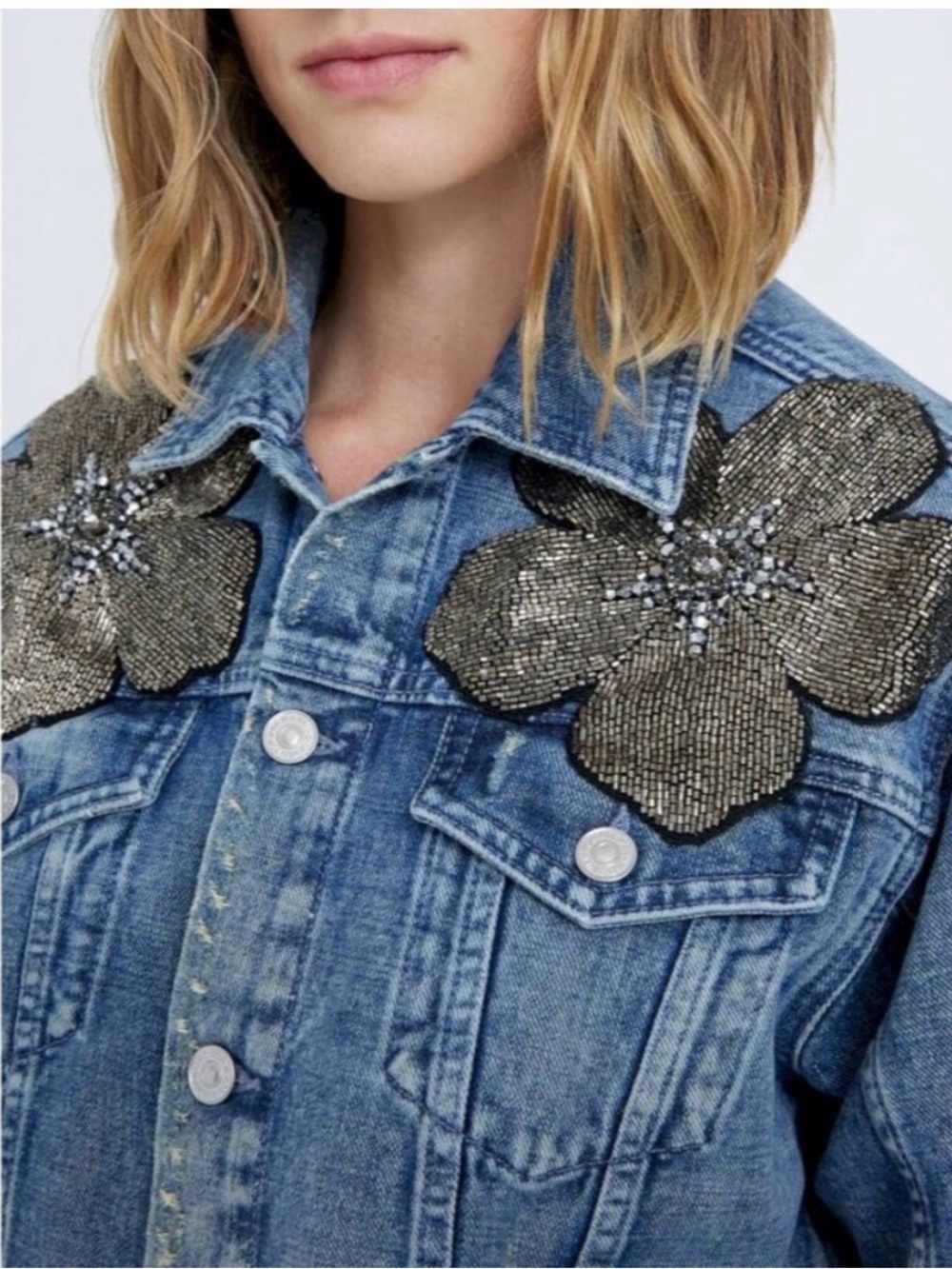 NWT 7 For All Mankind Cropped Trucker Jacket - Maribel - Sz L